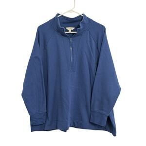 Terra & Sky Women’s Plus Size 2X Blue Quarter Zip Long Sleeve Sweatshirt